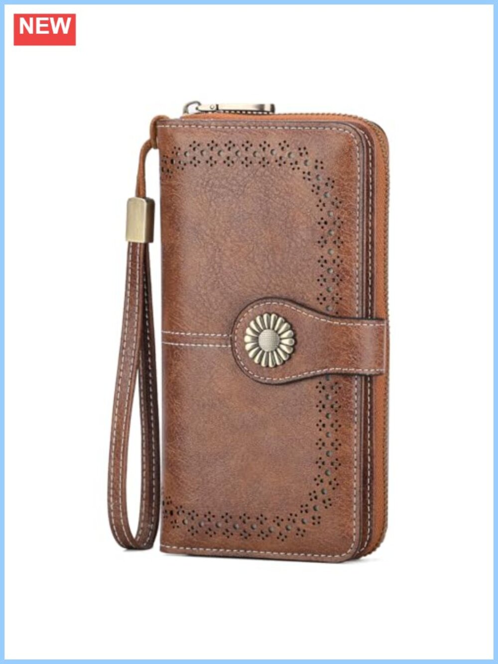RFID Blocking Vegan Leather Wallet Large Capacity Clutch Wristlet